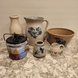 Stoneware, Ceramic Pitcher, Bowl, Milk Bottle, Crock, Creamer 