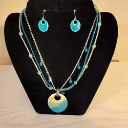 Turquoise/Yellow Necklace & Earrings