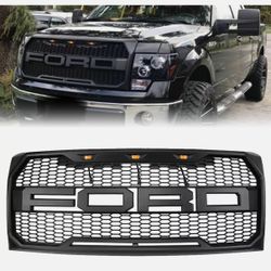 Grill Fit for F150 2009 - 2014 Raptor Style Mash Matte Black Grille for F150 XL, XLT, Lariat and FX4
