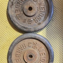 Vintage Barbell Weight Plates 25 Lbs/11.4 Kg 