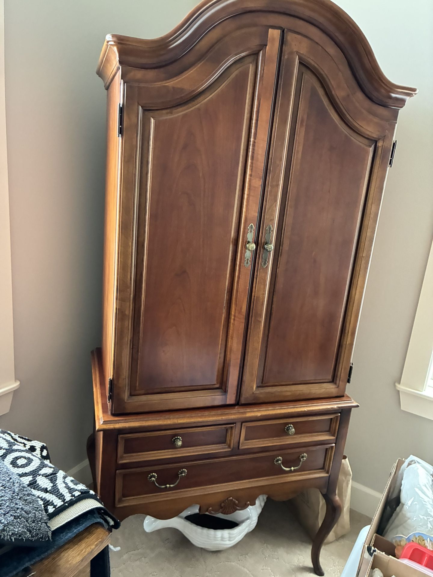 TV Armoire With Pull Out Shelf, Draws