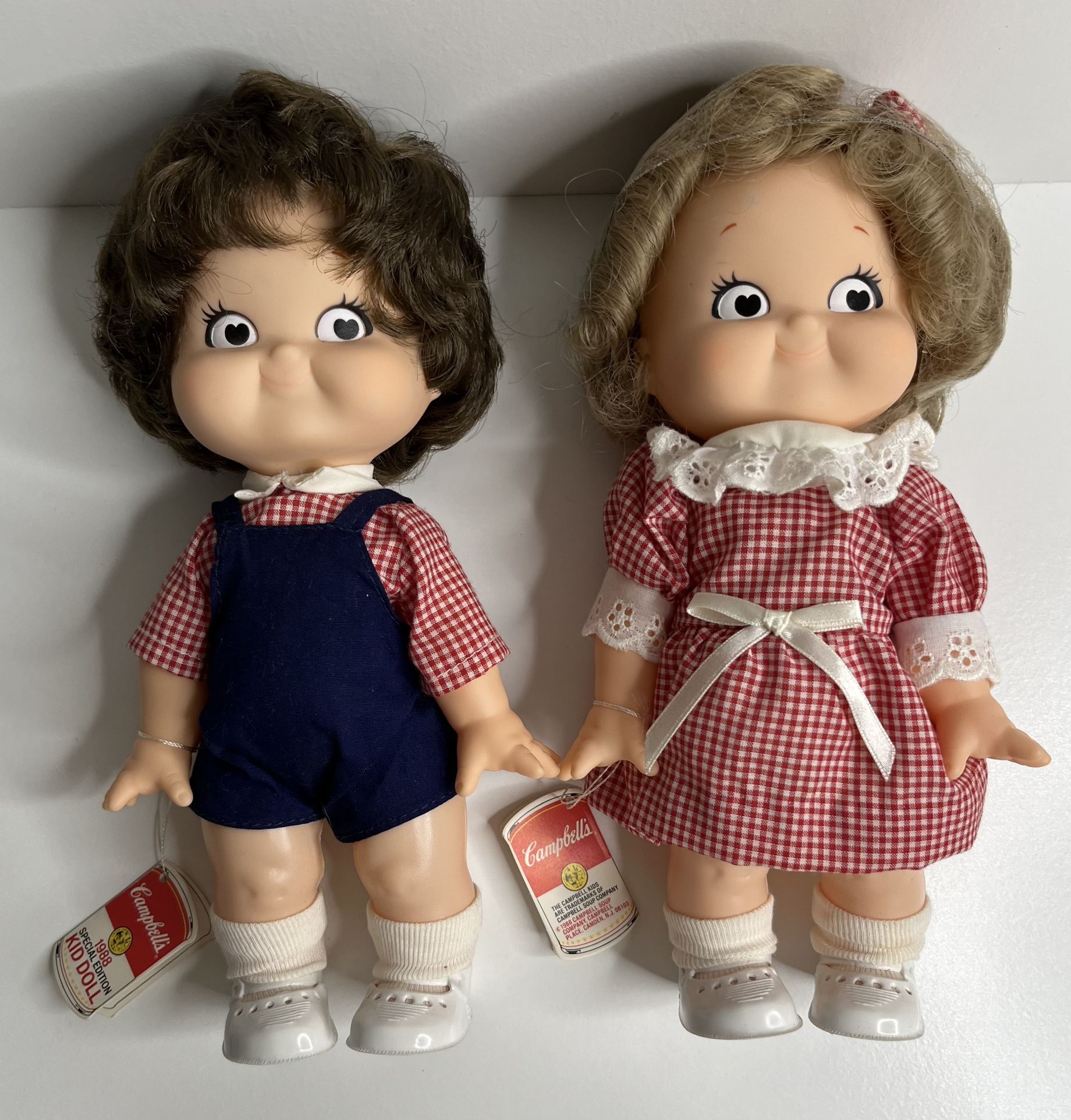 Vintage 1988 Special Edition Campbell Kid Dolls 10” Boy and Girl Set of 2