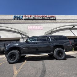 Wheels tires leveling & lift kits accessories lights installations. Alignments for Chevy suburban Tahoe & GMC Yukon (We Finance)