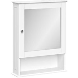 RiverRidge Home Ashland 18.38 in. W Wall Cabinet with Mirror and Open Shelf in White