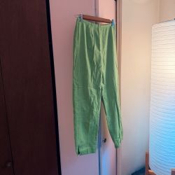 Vintage Handmade Green Linen Pants