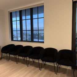 SET OF 6 BLACK BOUCLE DINING CHAIRS 