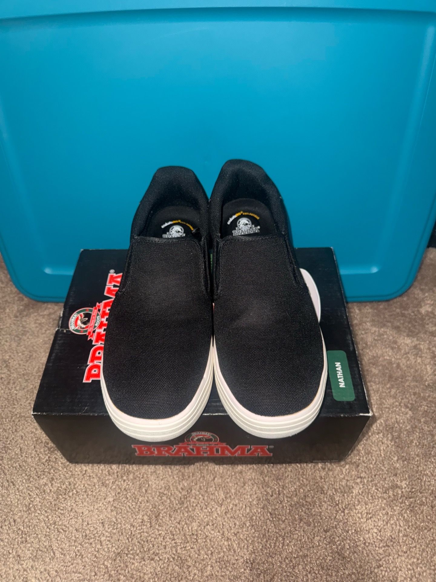 Brahma Black Slip-On Canvas Shoes with White Soles
