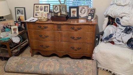 Bassett French Provincial Wood Dresser with Ornate Handles