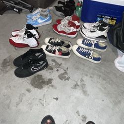 Cherry 12 ( size 10 M) Cherry 11 ( Size 9 M) black / Reflective air force 1 ( size 9.5 M) white /Blue air Force 1 ( Size 9.5 M) comme des garçons Conv