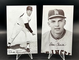 1963 Exhibit Supply Co. Dick Farrell Houston Colt .45's, Dean Chance LA Angeles