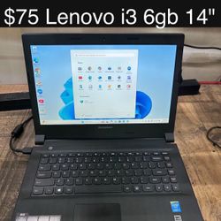 Lenovo Laptop 14” 6gb i3 500gb Windows 11 Includes Charger
