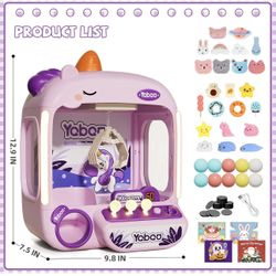 Unicorns Claw Machine for Kids Girls, Mini Arcade Candy Vending Machine, Fidget Prizes Refill, Egg Grabber Machine Dispenser, Christmas Party Toys Gif