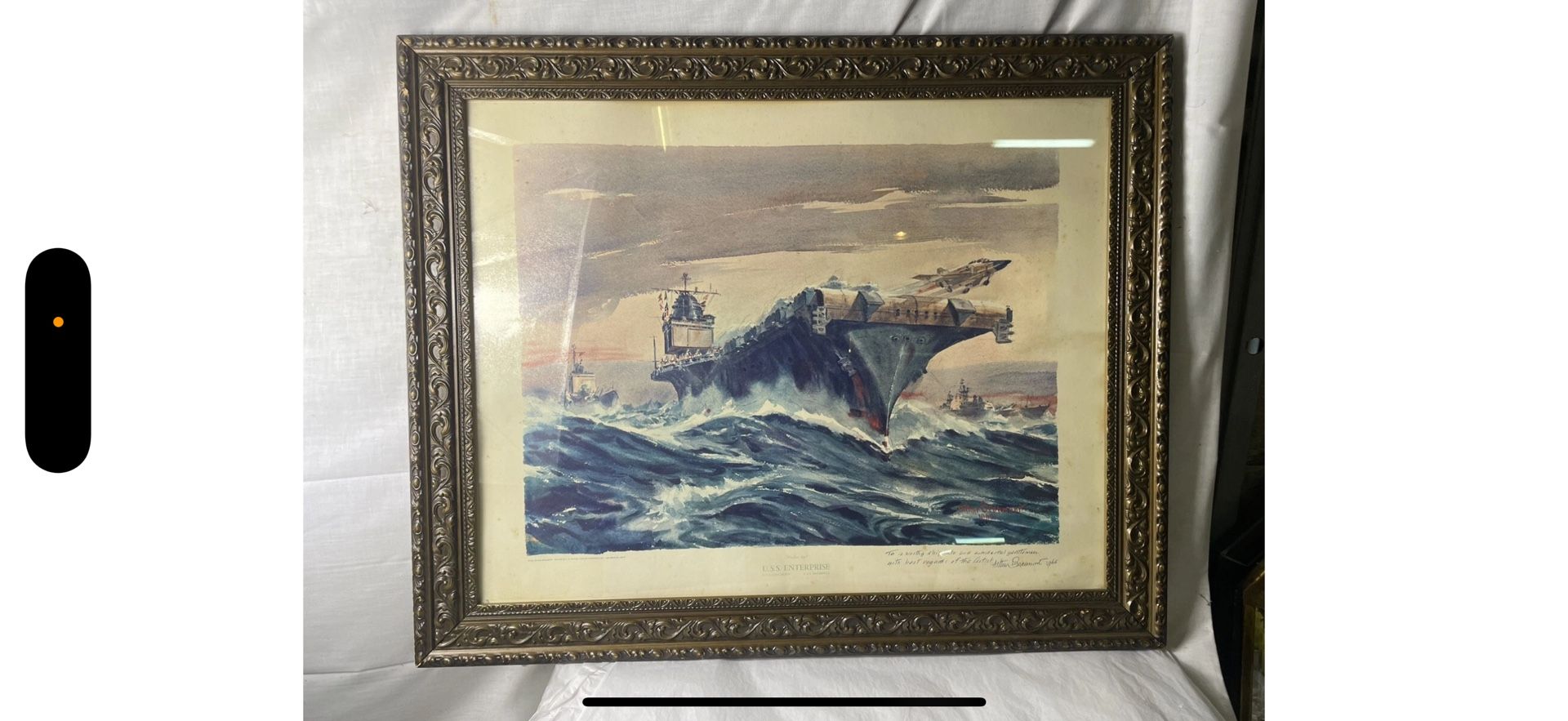 Arthur Beaumont 1965 USS Enterprise CVN-65, Long Beach, Bainbridge signed Print