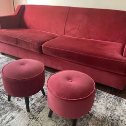 Couch + 2 Round Stools 