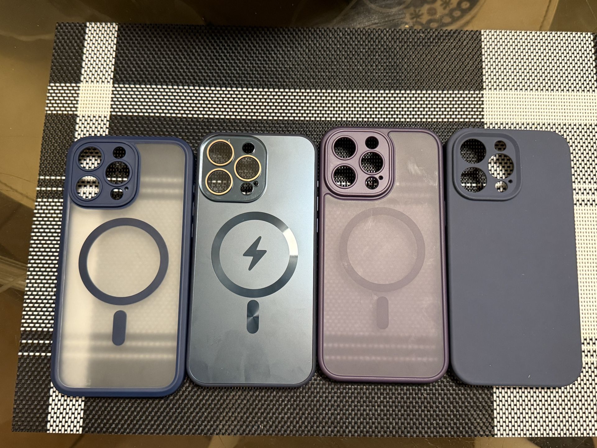 Lot of 4 NEW iPhone 16 Pro Magsafe Cases Purple, Dark Blue, Dark Blue Clear, Charcoal Grey