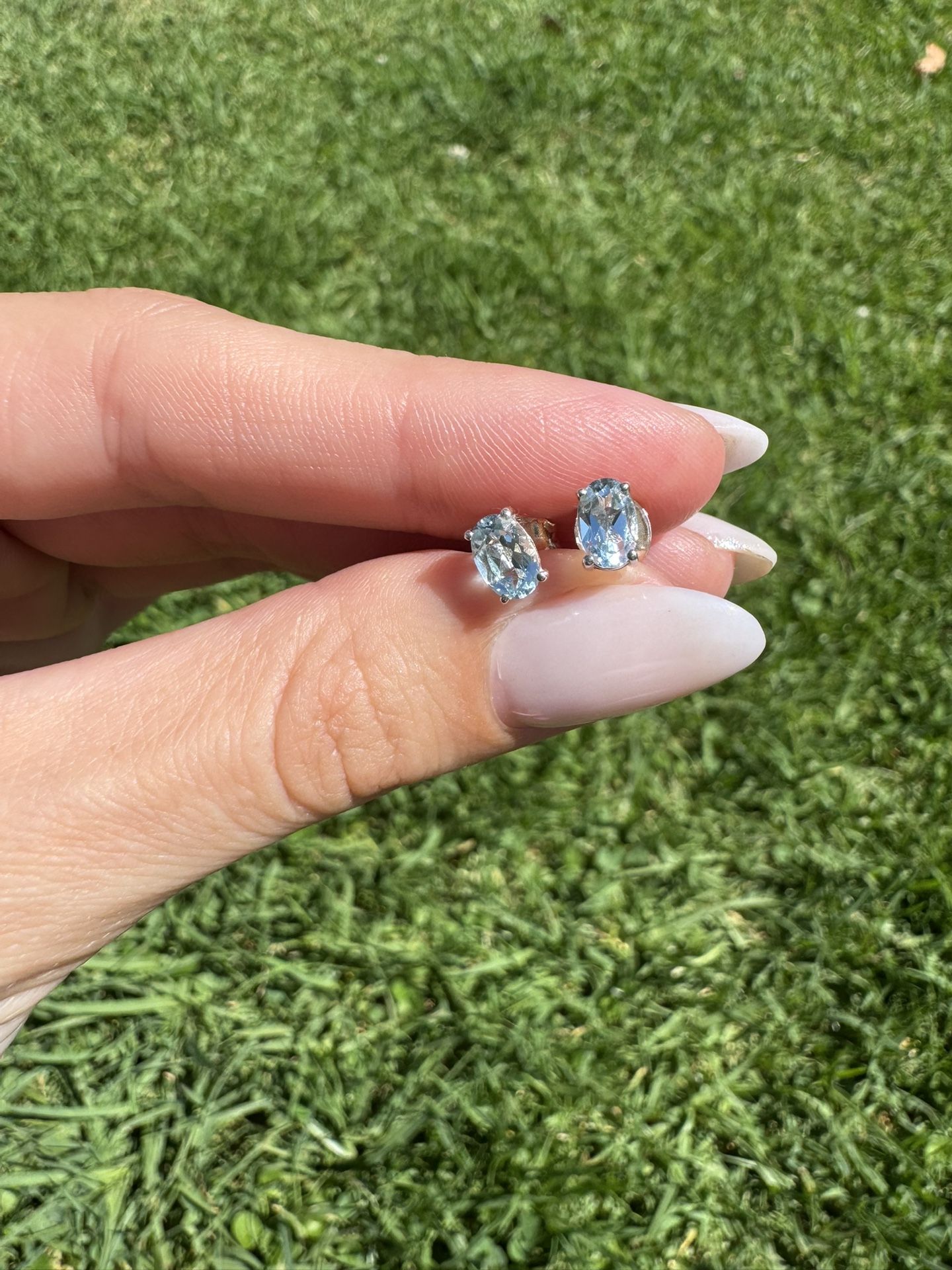 Brand New Blue Topaz Stud Earrings