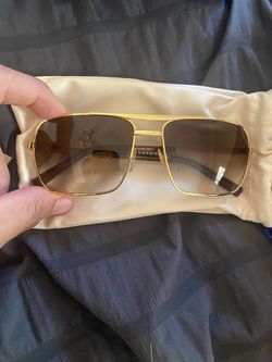 Louis Vuitton Gold Tone Aviator Square Sunglasses