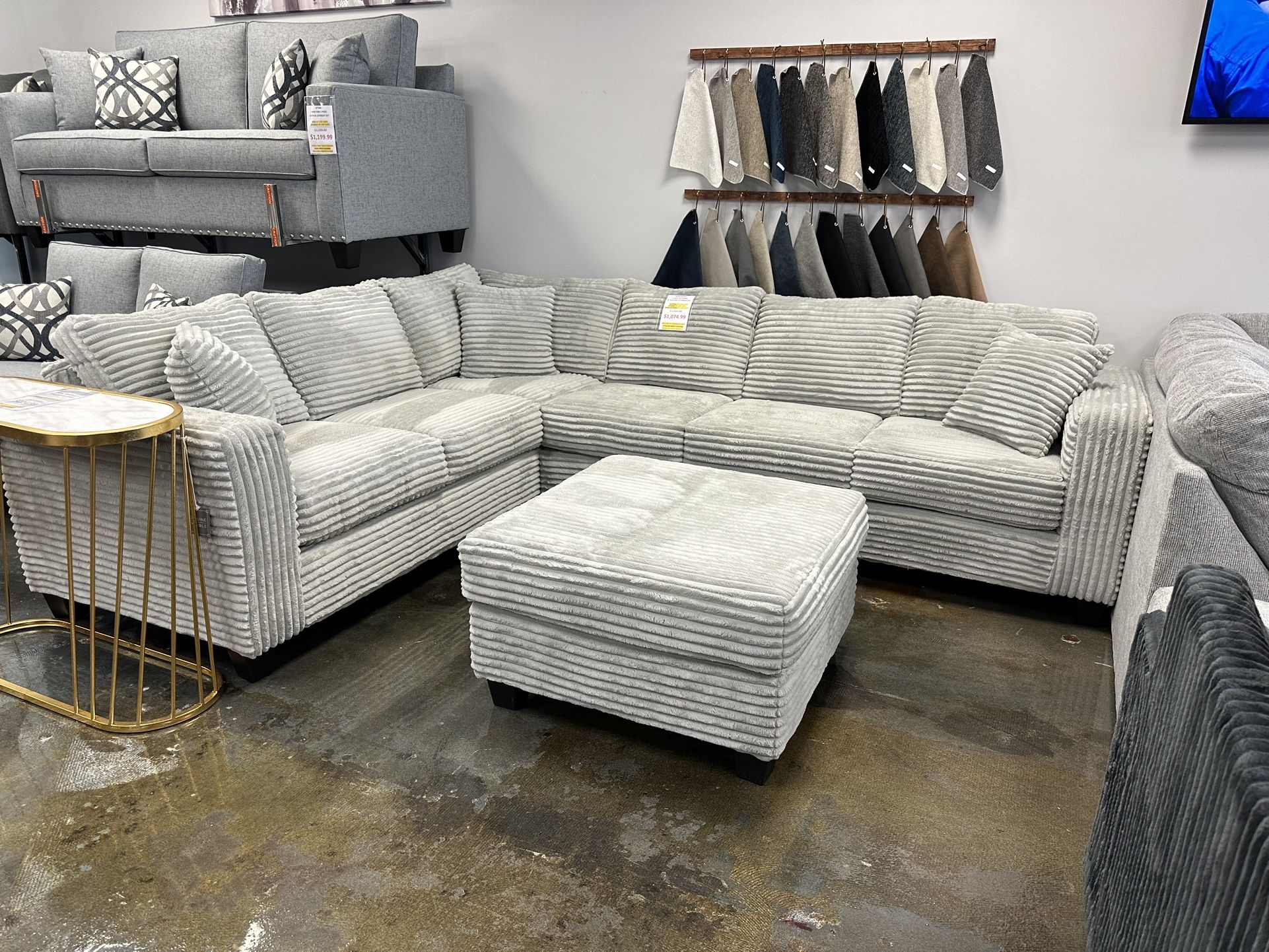 Fuzzy Cozy Sectional With OTTOMAN