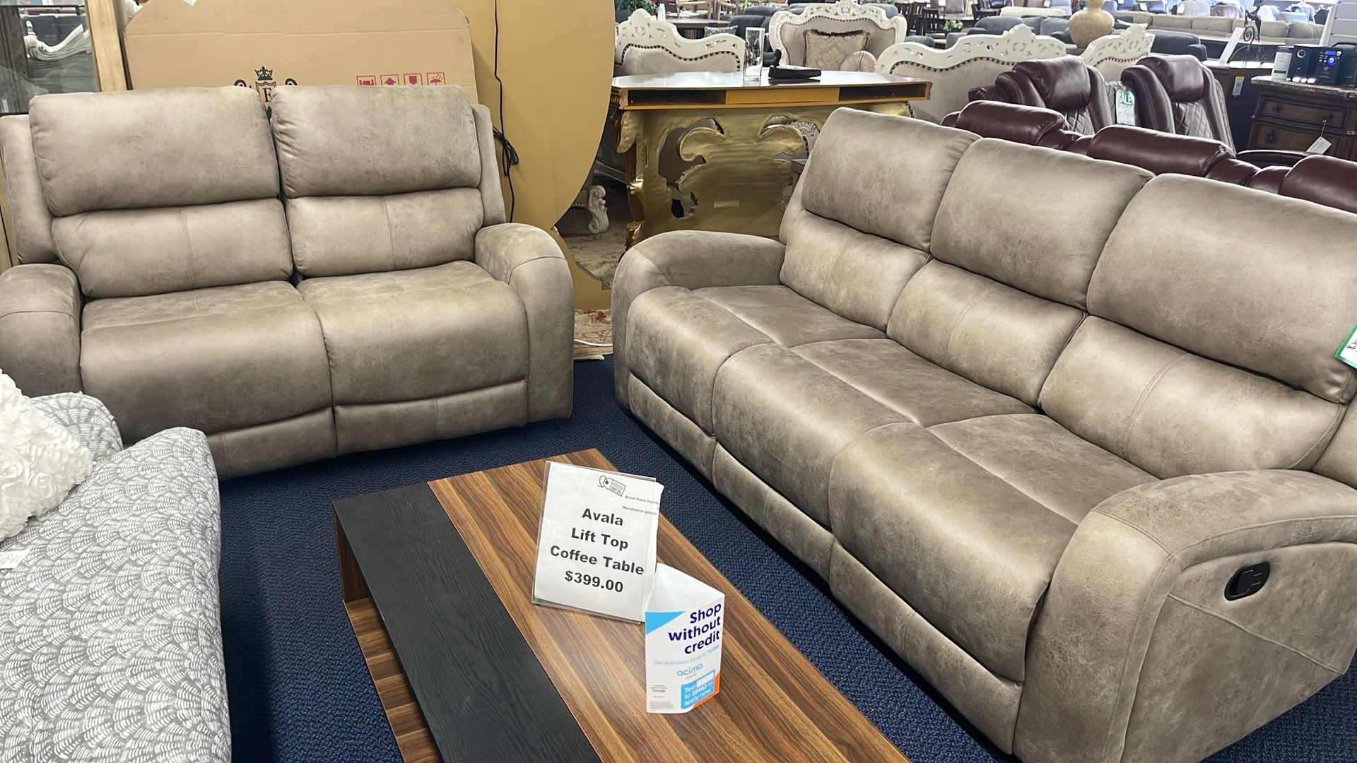 Two Pieces Sofa And Love Seat Recliner Set