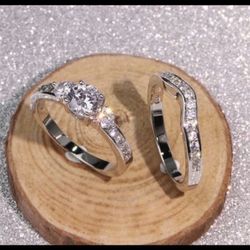 Absolutely Breathtaking 925 Sterling Silver 3 Cubic Zirconium Past, Present & Future New BridalSet 