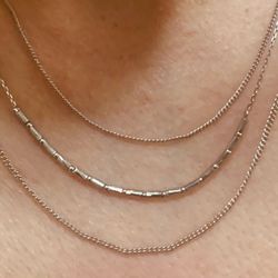 Multi Strand Silver Tone Layered Necklace
