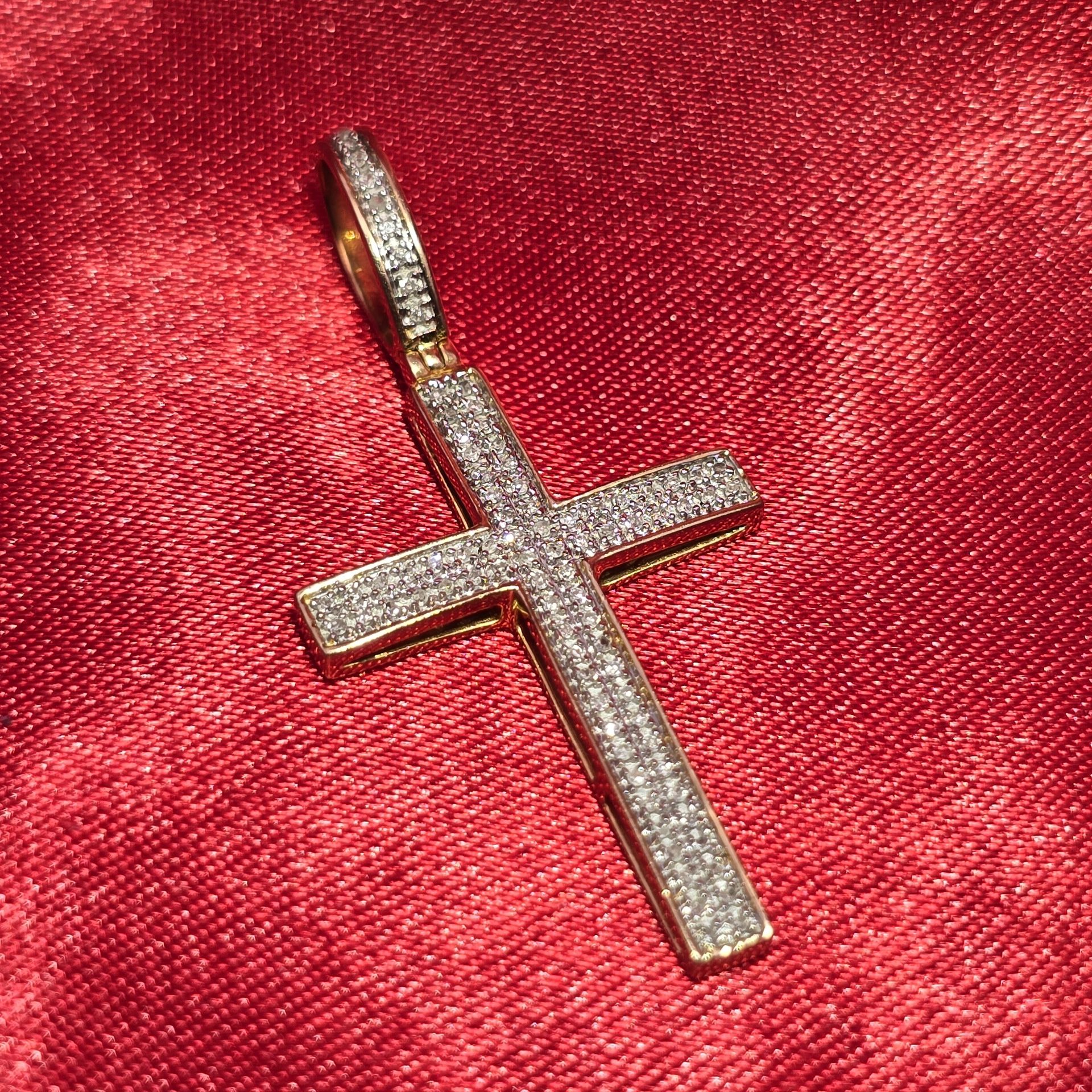 10k Yellow Gold Diamond Cross Pendant 0.30 ctw