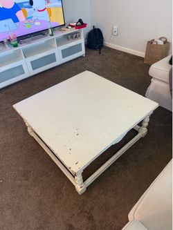 White wooden coffee table