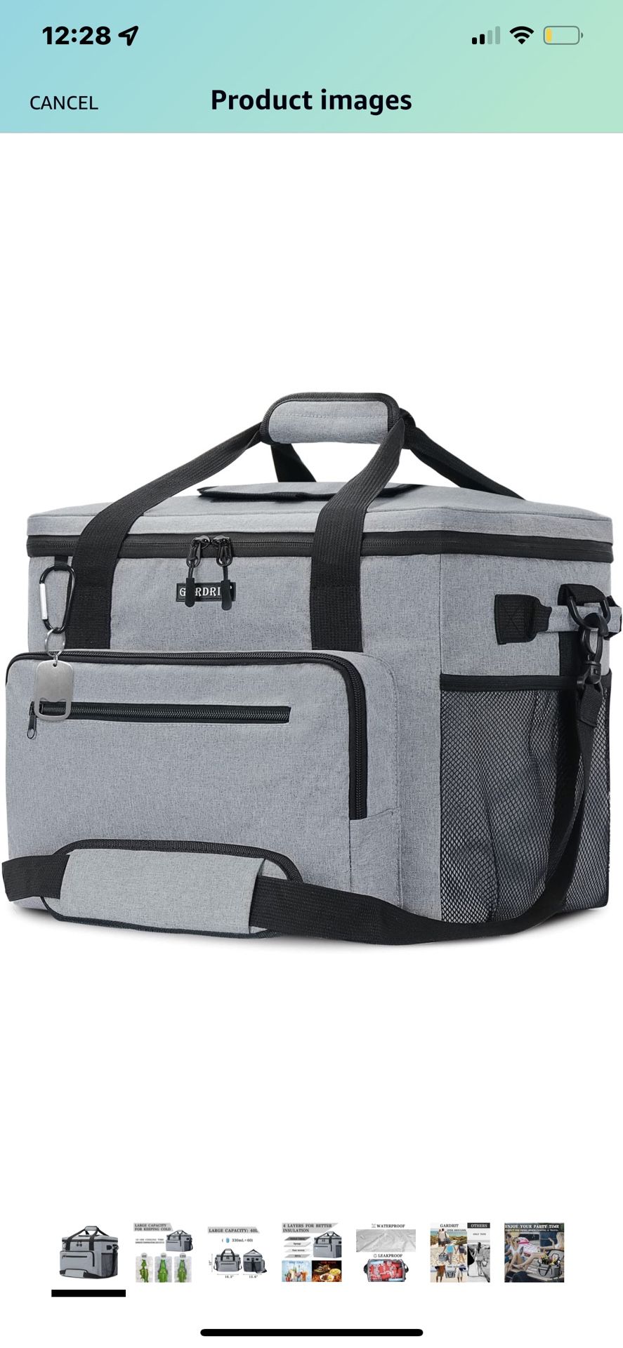 Large Cooler Bag - 60 Cans Collapsible Insulated Lunch Box, Leak-Proof Cooler Bag Suitable for Camping, Picnic& Beach (40L/Grey)