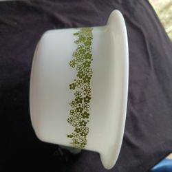 Pyrex #75 Crazy Daisy Spring Blossom Butter Dish Green flowers 1977-81; Vintage