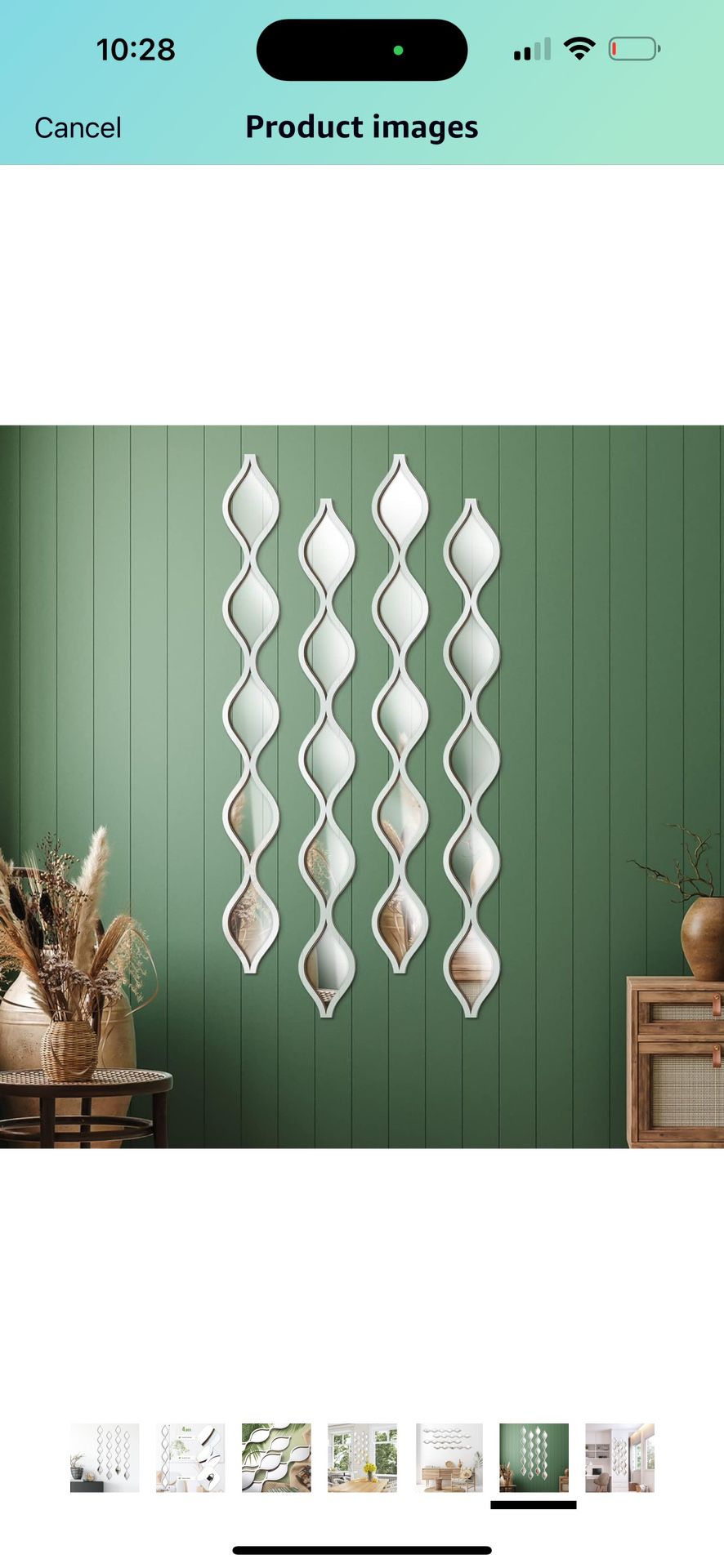 Qunclay Teardrop Mirror Wall Art, Silver, 4 Pcs, 90 x 10.2 cm, Acrylic and Wood Backing, Reflective Surface, Stylish Design, Easy Installation $35