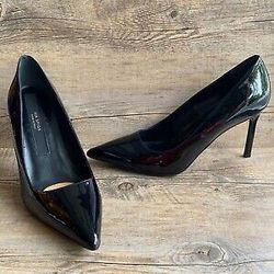 Via Spiga Black Shoes Heels Closed Toe Classic Women's Size 7