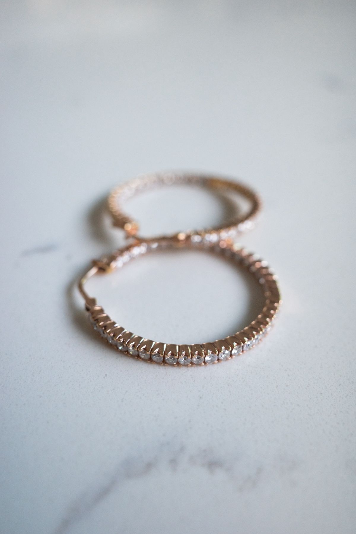 14kt Rose Gold Natural Diamond Hoop Earrings