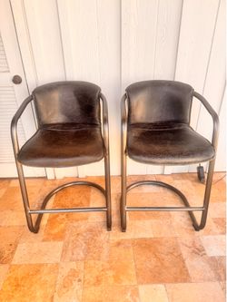 Leather bar stools (set of 2)