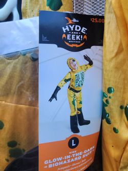 Hyde & Eek Kids' Glow-in-the-Dark Biohazard Suit Costume Size L 8-10