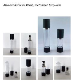 Black/Clear Airless Cosmetic Pump Bottles — 2 sizes