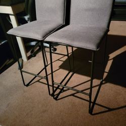 STOOLS with METAL FRAMES and GREY CUSHIONS (Great Condition)