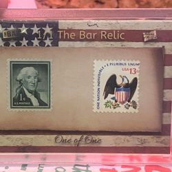 GEORGE WASHINGTON 1/1 2018 The Bar Pieces of the Past Stamp Card