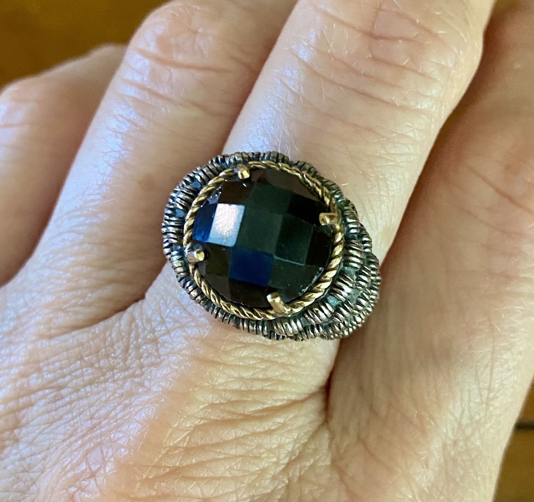 Designer Chuck Clemency sterling silver and 14k two tone cocktail ring size 8