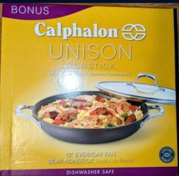 Calphalon 12" Everyday Pan With Glass Lid Non Stick Skillet Frying Covered