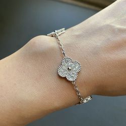 all Diamonds white Gold Plated Lucky Bracelet 