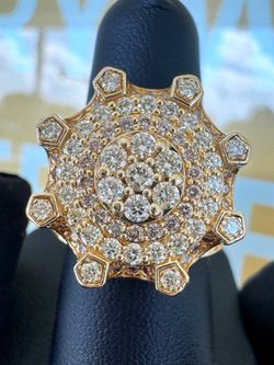 10k solid yellow gold 5CTW Natural Diamond Crown King iced out  men’s ring sz 7.75
