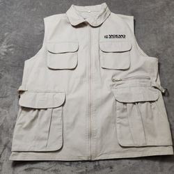 Vintage Volvo 2004 President's Club Vest Size L Beige Embroidered Logo Jacket 