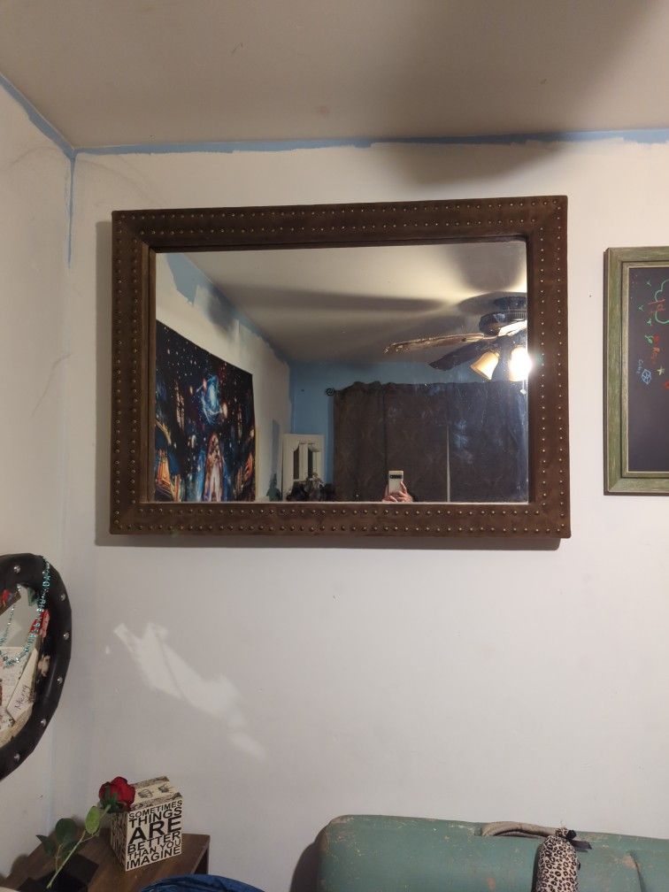 $ 55 Wall MIRROR VELVET BROWN RECTANGLE