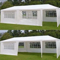  10'x 30' White Gazebo Wedding Party Tent Canopy with 6 Windows & 2 Sidewalls-8