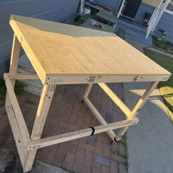 Custom Built Table Bench Desk On Caster Wheels