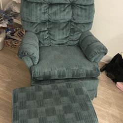 Blue Chair And Ottoman ( PICKUP TODAY ONLY) 