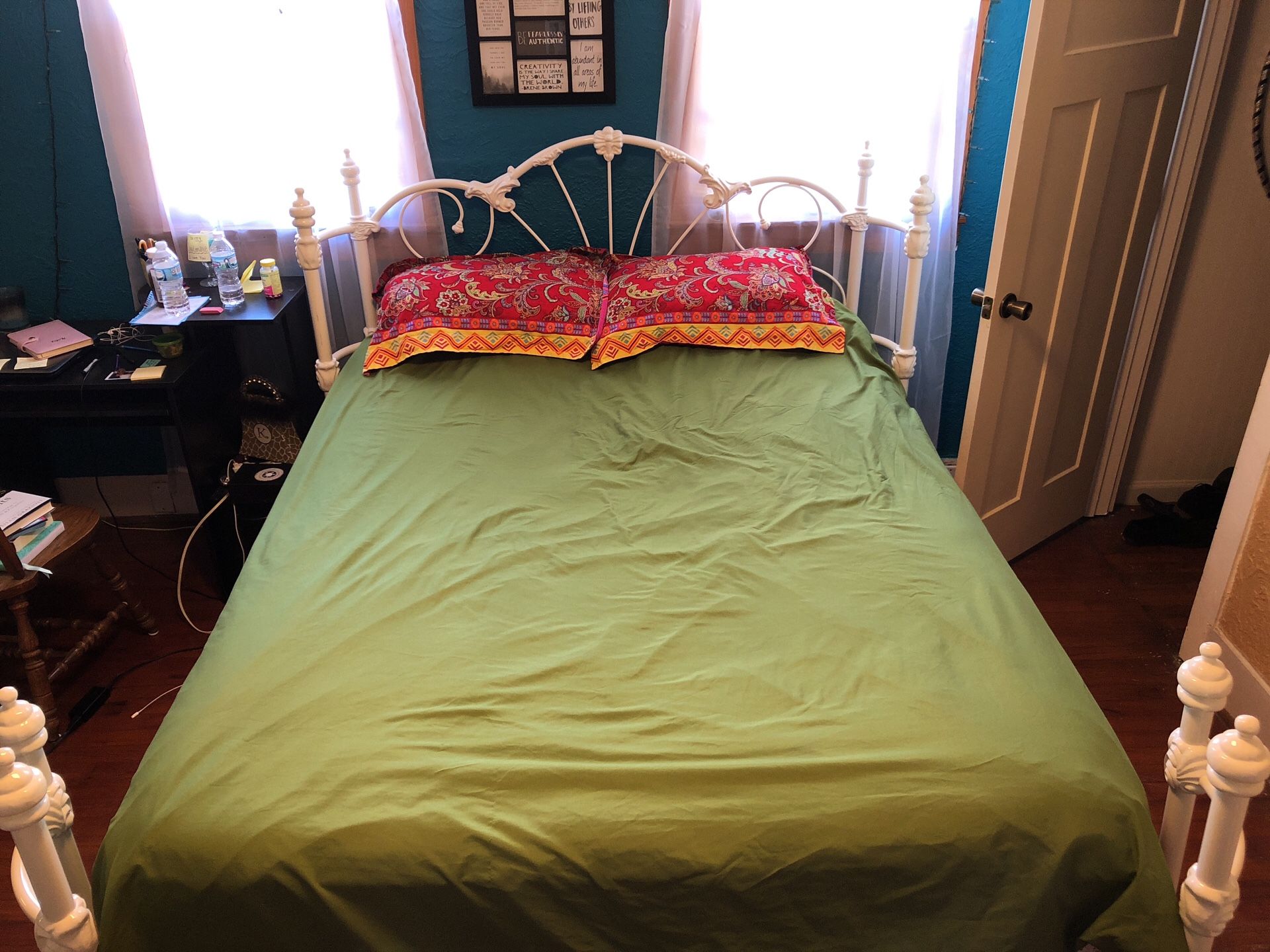 Queen Bed Frame, Mattress and Nightstand