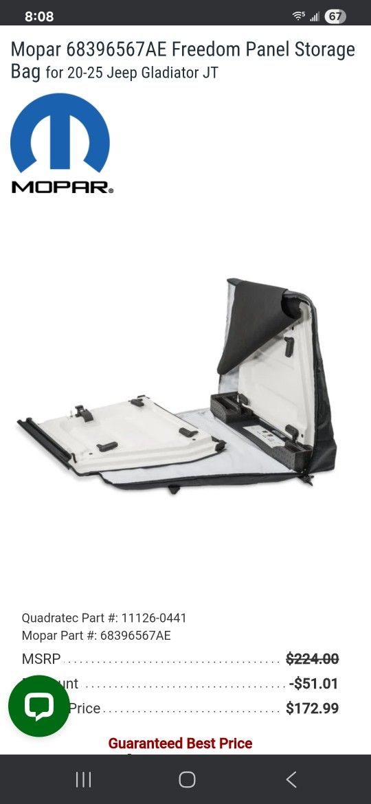 Jeep Gladiator Panel Bag