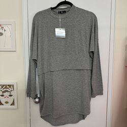 NWT NEW Missguided Gray Overlay Long Sleeve T- Shirt Dress Size 0