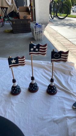 Patriotic American Flag Decorative Stands Set of 3